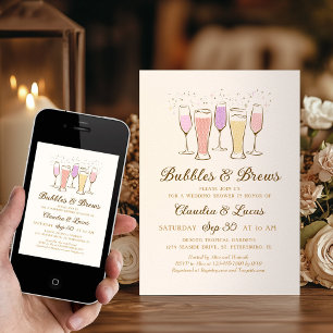 Invitation Bulles et bières : fête de fiançailles mixte pour
