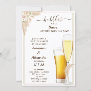 Invitation Bulles florales et brasse Couples Douche Invitatio