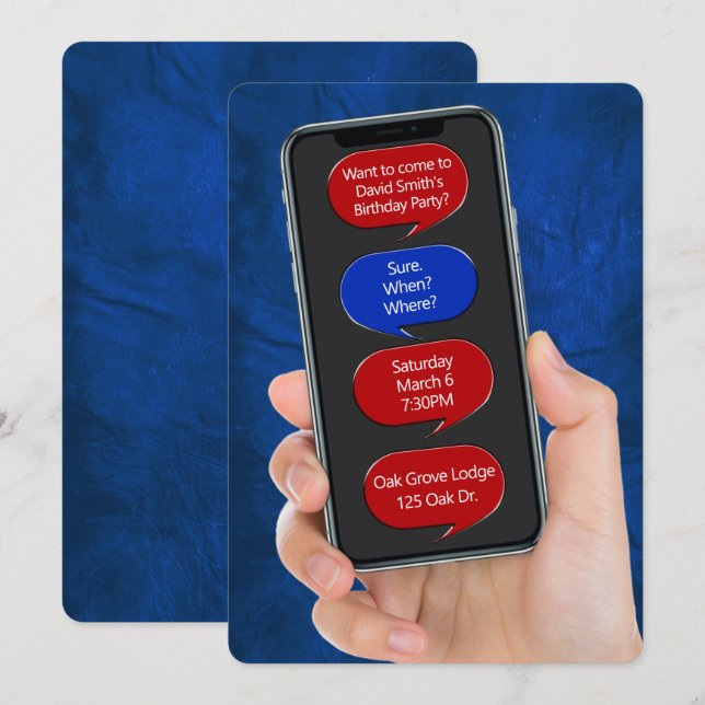 Invitation Bulles textuelles pour message de fête d'anniversa (Devant / Derrière)