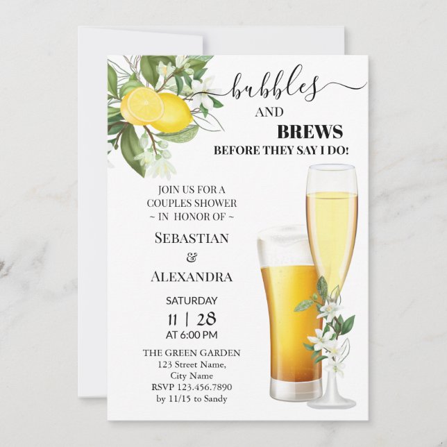Invitation Bulles vertes et brasse Couples Douche (Devant)