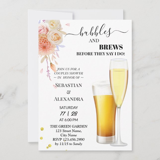 Invitation Bulles vertes et brasse Couples Douche (Devant)