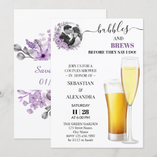 Invitation Bulles vertes et brasse Couples Douche Invitati