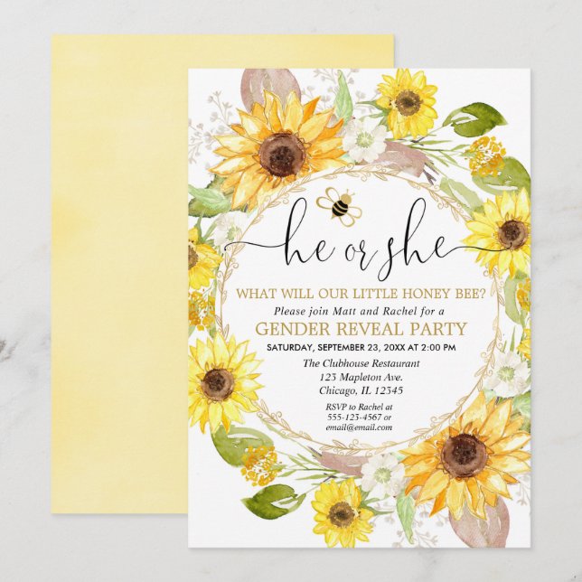 Invitation Bumble bebe genre révéler l'invitation (Devant / Derrière)