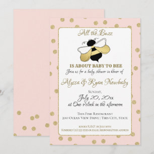 Invitation Bumble Bee Buzz Baby shower rose