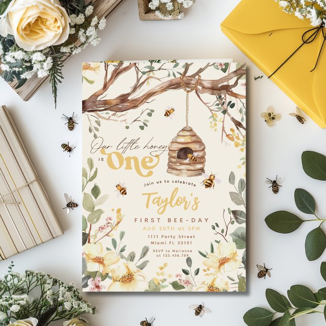 Invitation Bumble Bee Our Little Honey Bee Day 1er anniversai (Créateur téléchargé)