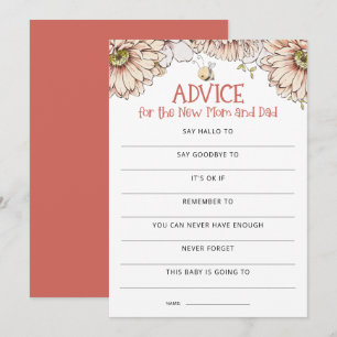 Invitation Bumblebebee Advice Mom for Dad Baby shower Game Ca