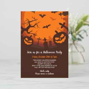 Invitation Bumkins Bats Graves Black Orange