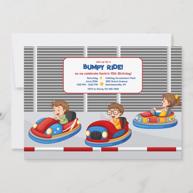 Invitation Bumper Cars fête d'anniversaire (Devant)