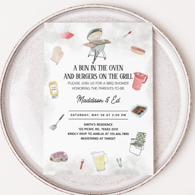 Invitation Bun and Burger Baby Shower (Bund and Burgers Baby Shower Invitation)
