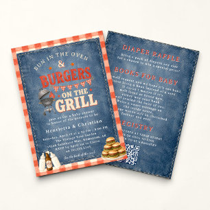 Invitation Bun au four Burgers sur le grill Baby Shower 