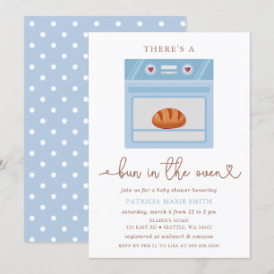 Invitation Bun Dans Le Baby shower Bébé Bleu Four