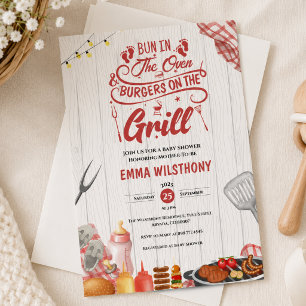Invitation Bun dans le four et grillade de burgers Fille Show