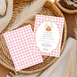 Invitation Bun In The Oven Gingham Brun Baby Shower