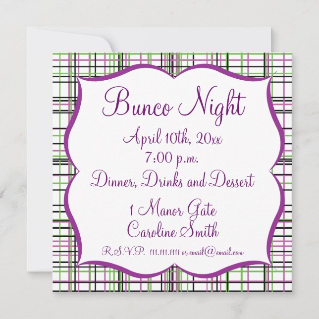Invitation Bunco Plaid Girls Night Out (Devant)