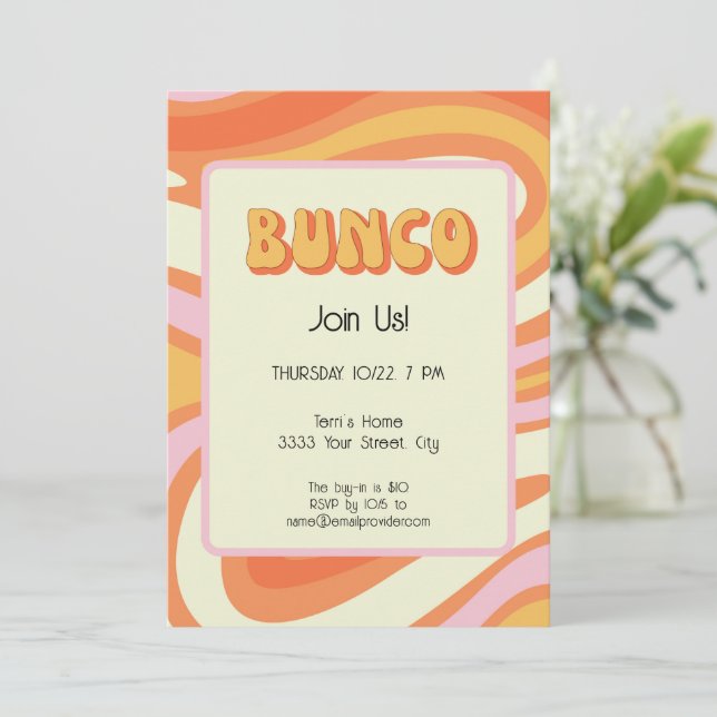Invitation Bunco super rose et orange (Debout devant)