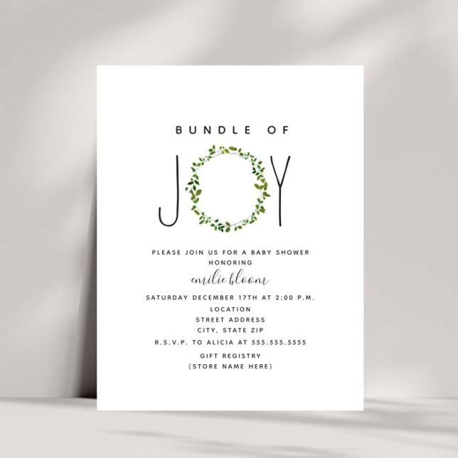 Invitation Bundle De Joy Greenery Wreath Baby shower Neutre (Créateur téléchargé)