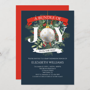 Invitation Bundle Of Joy Christmas Green Baby shower