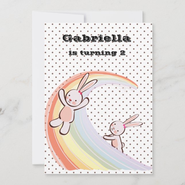 Invitation Bunnies arc-en-ciel (Devant)