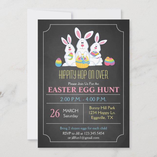 Invitation Bunnies de Pâques Chasse aux Oeufs de Pâques Invit (Devant)