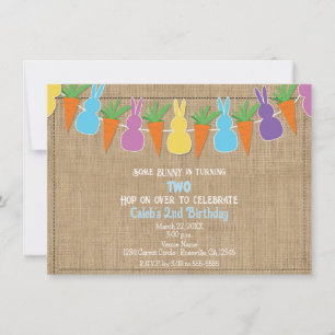 Invitation Bunnies de Pâques de couleur Garland fête d'annive