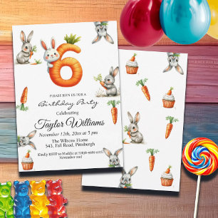 Invitation Bunnies et carottes 6e fête d'anniversaire