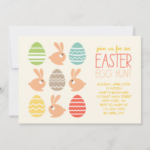 Invitation Bunnies mignons et oeufs de Pâques Fête de Pâques