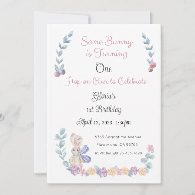 Invitation Bunny, 1er Anniversaire, 2e Anniversair (Devant)