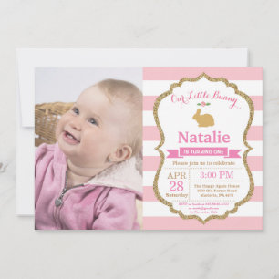 Invitation Bunny Anniversaire Fille de Pâques Oeuf 1er Annive