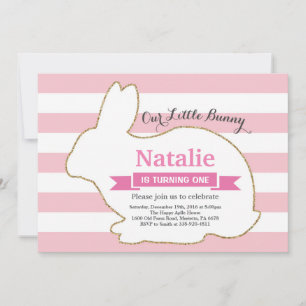 Invitation Bunny Anniversaire Fille de Pâques Oeuf 1er Annive