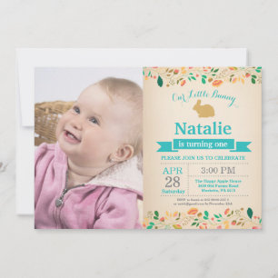 Invitation Bunny Anniversaire Fille de Pâques Oeuf 1er Annive