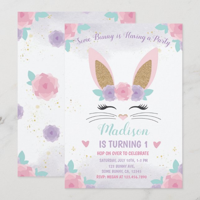 Invitation Bunny Anniversaire Invitation, Bunny Anniversaire (Devant / Derrière)