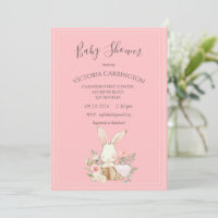 Bunny Aquarelle Floral rose fille Baby shower
