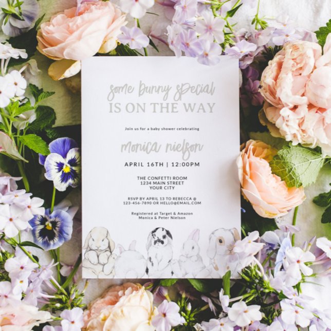 Invitation Bunny Baby shower genre neutre (Bunny Baby Shower Invitation)