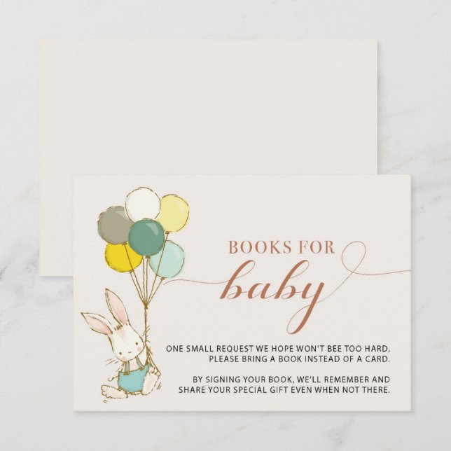 Invitation Bunny Balloons Livres pour Bébé Boîtier (Devant / Derrière)