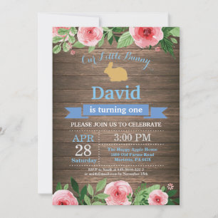 Invitation Bunny Birthday Boy Easter Egg 1er Anniversaire