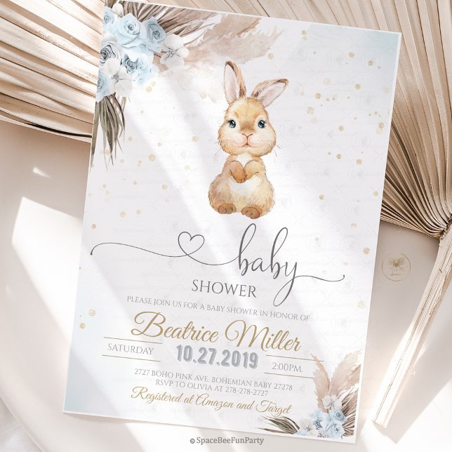 Invitation Bunny Boho baby shower  (Bunny Boho baby shower Invitation)