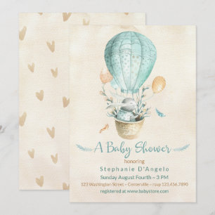 Invitation Bunny dans le Baby shower de ballons à air chaud b