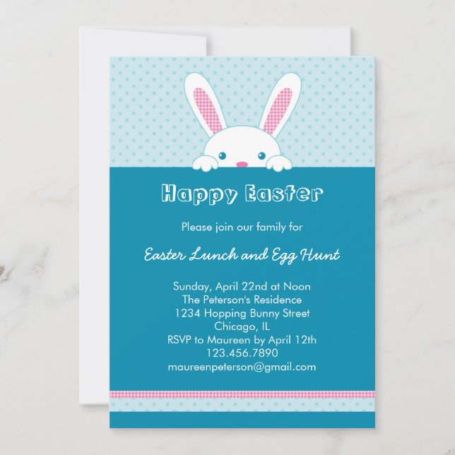 Invitation Bunny de Pâques (Devant)