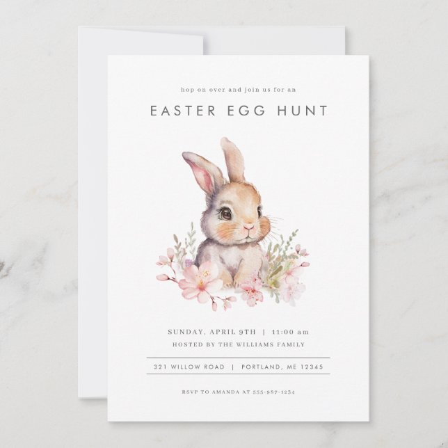 Invitation Bunny de Pâques Chasse aux Oeufs de Pâques Fête d' (Devant)