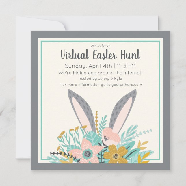 Invitation Bunny Ears Virtual Pâques (Devant)
