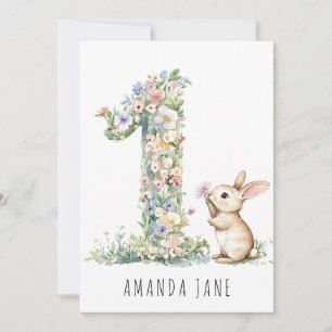 Invitation Bunny Floral 1er anniversaire