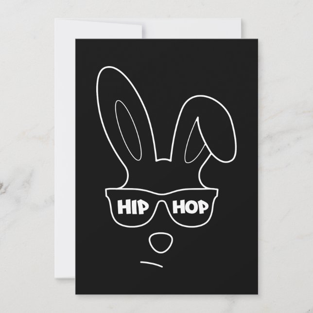 Invitation Bunny Hip hop De Pâques Avec Lunettes De Soleil Dr (Devant)