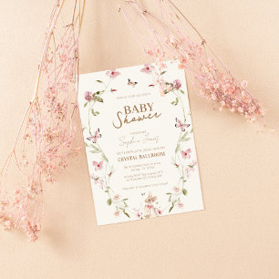 Invitation Bunny Pink Floral Girl Baby shower