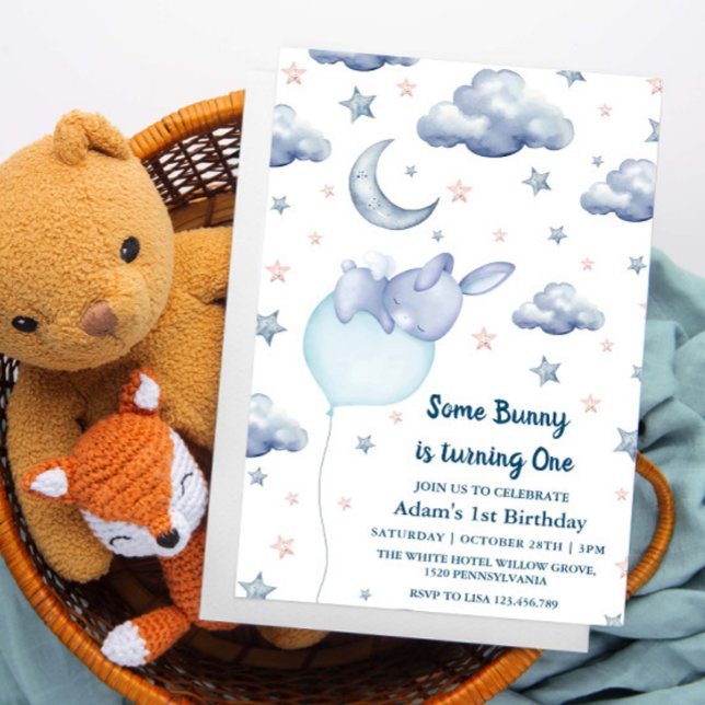 Invitation Bunny Premier enfant de 1er anniversaire (Créateur téléchargé)