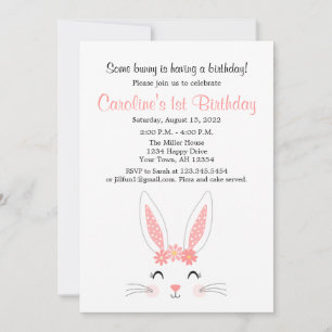 Invitation Bunny Première fête d'anniversaire