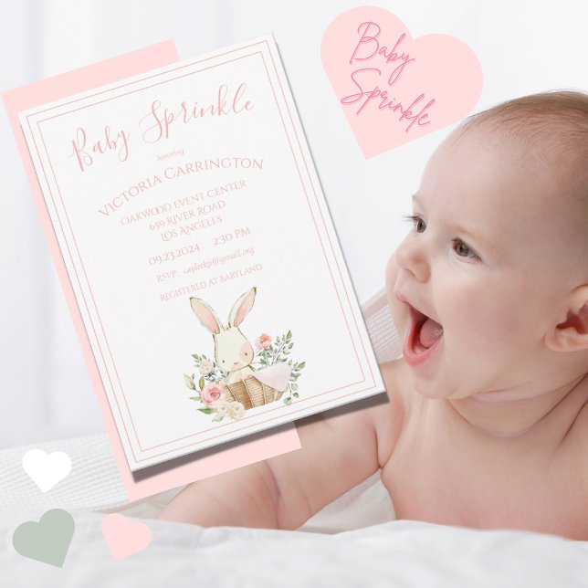 Invitation Bunny rose Floral Baby Sprinkel Douche (Créateur téléchargé)