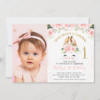 Bunny rose floral visage photo 1er anniversaire