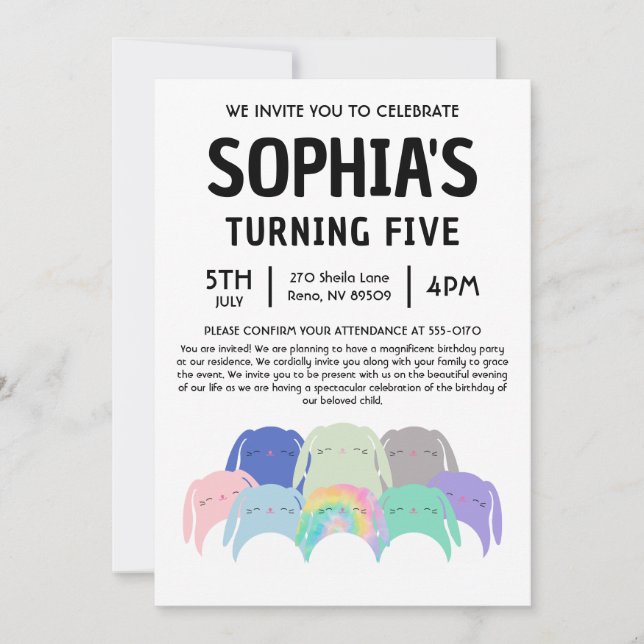 Invitation Bunny Squishmallow Birthday Party (Devant)