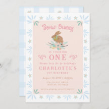 Bunny Sweet Pink Blue Kid 1er fête d'anniversaire