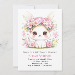 Invitation Bunny Wonderland Whimsy Girl Baby shower
